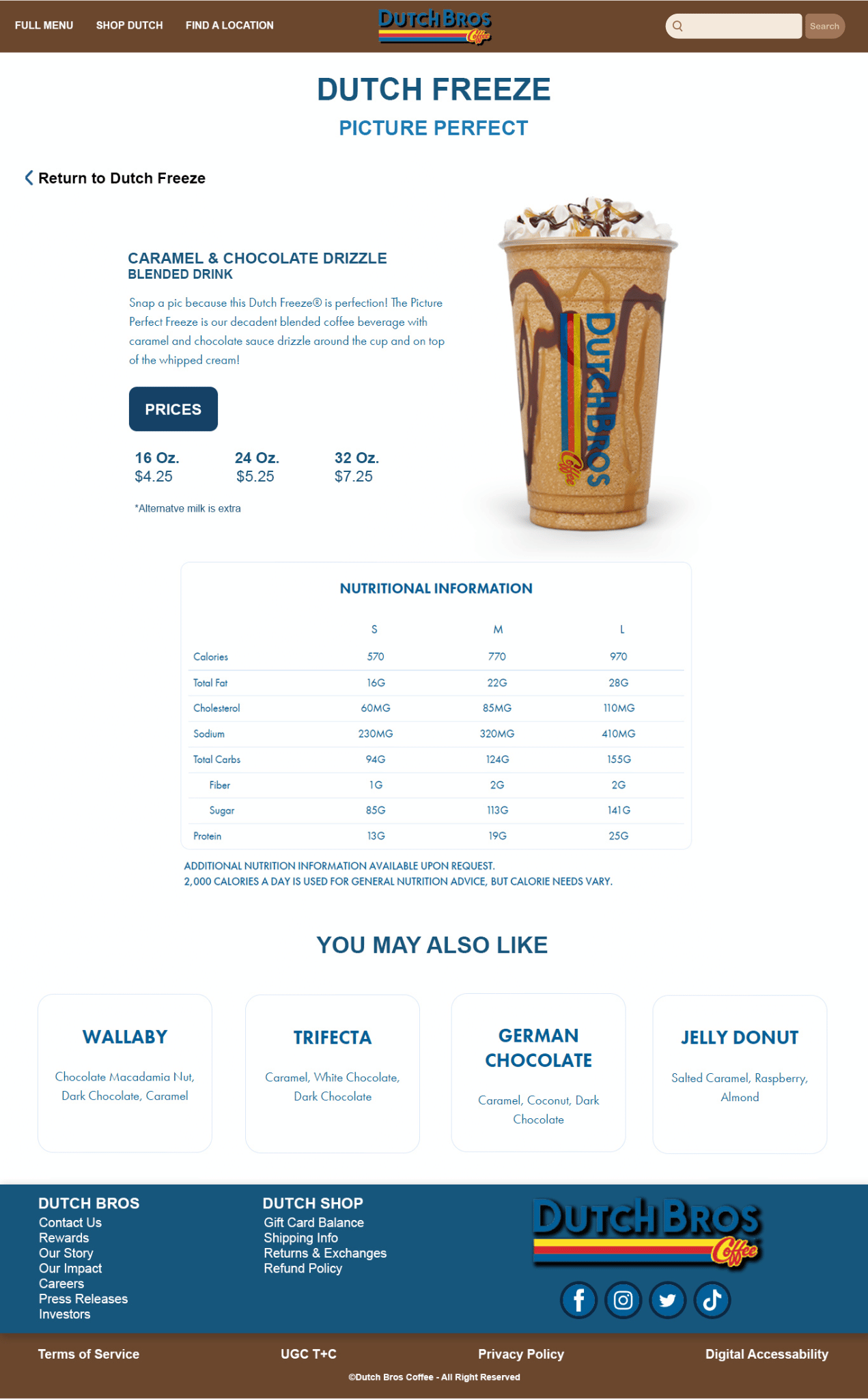 Dutch Bros Drink Page Mockup