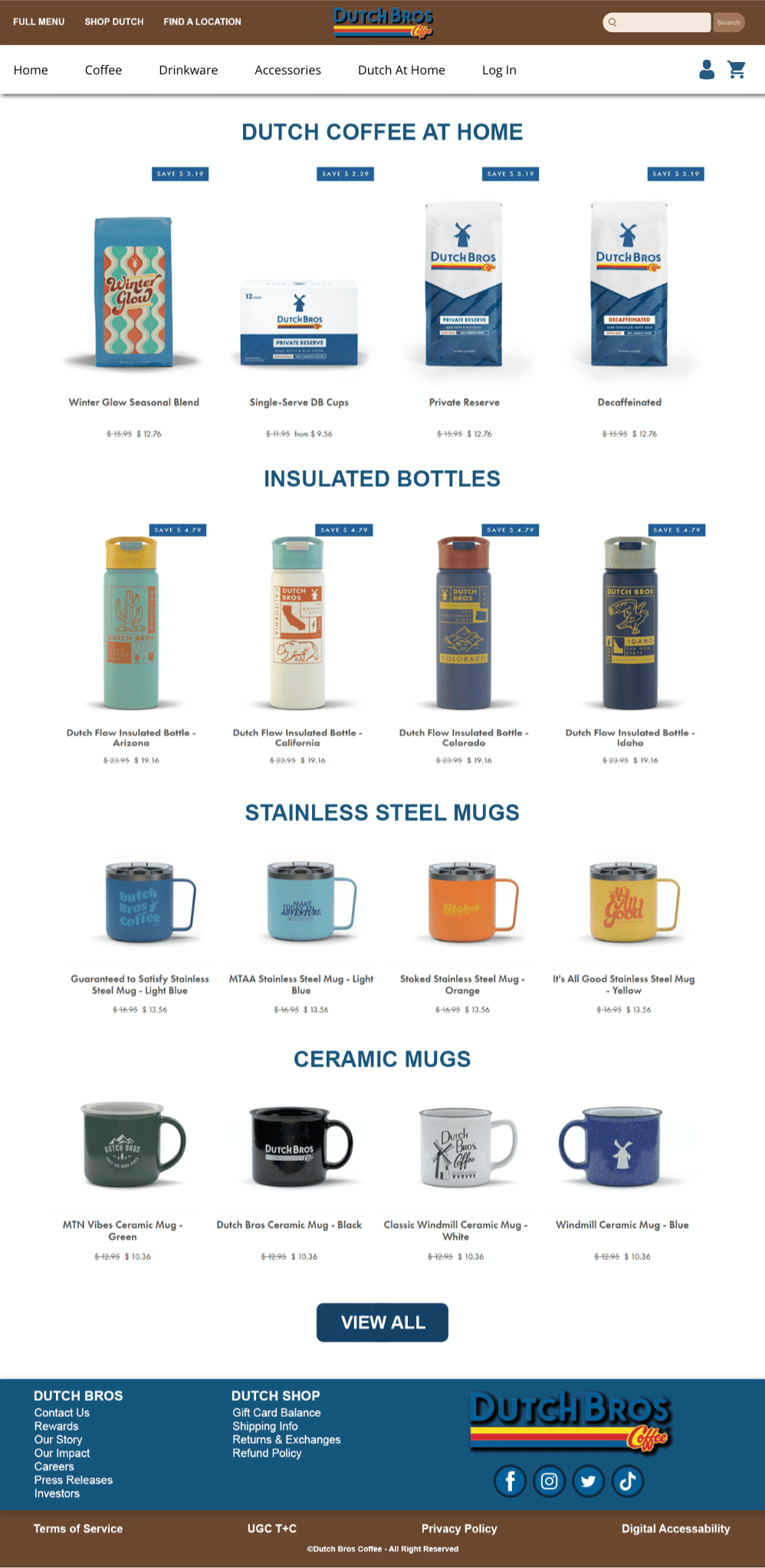 Dutch Bros Shop Page Mockup