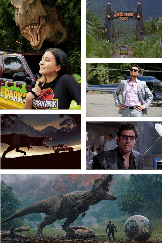 Collage of images of the Jurassic Park movie used in my Jurassic Parkfolio project