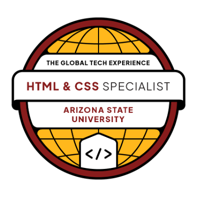 HTML and CSS Badge from Arizona State University